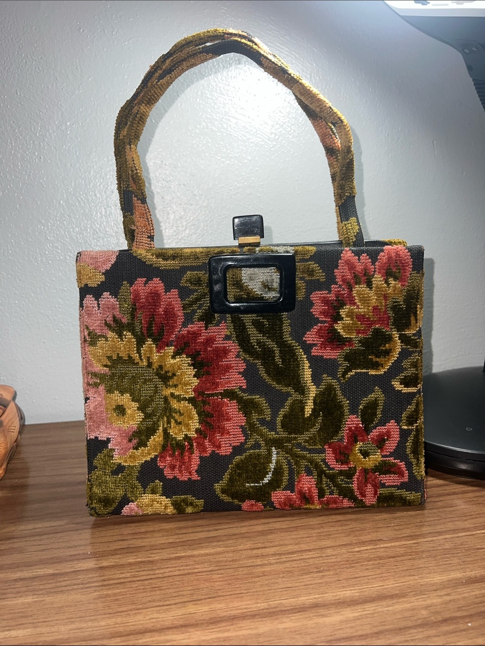 Vintage Lewis Floral Tapestry Handbag in Multi-Color